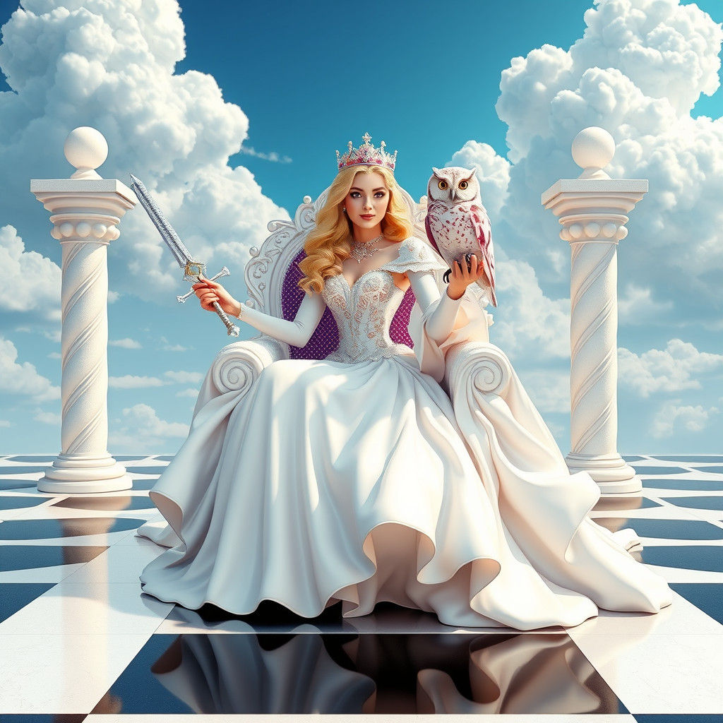 Queen with Sword and Scales in Candy Land Art