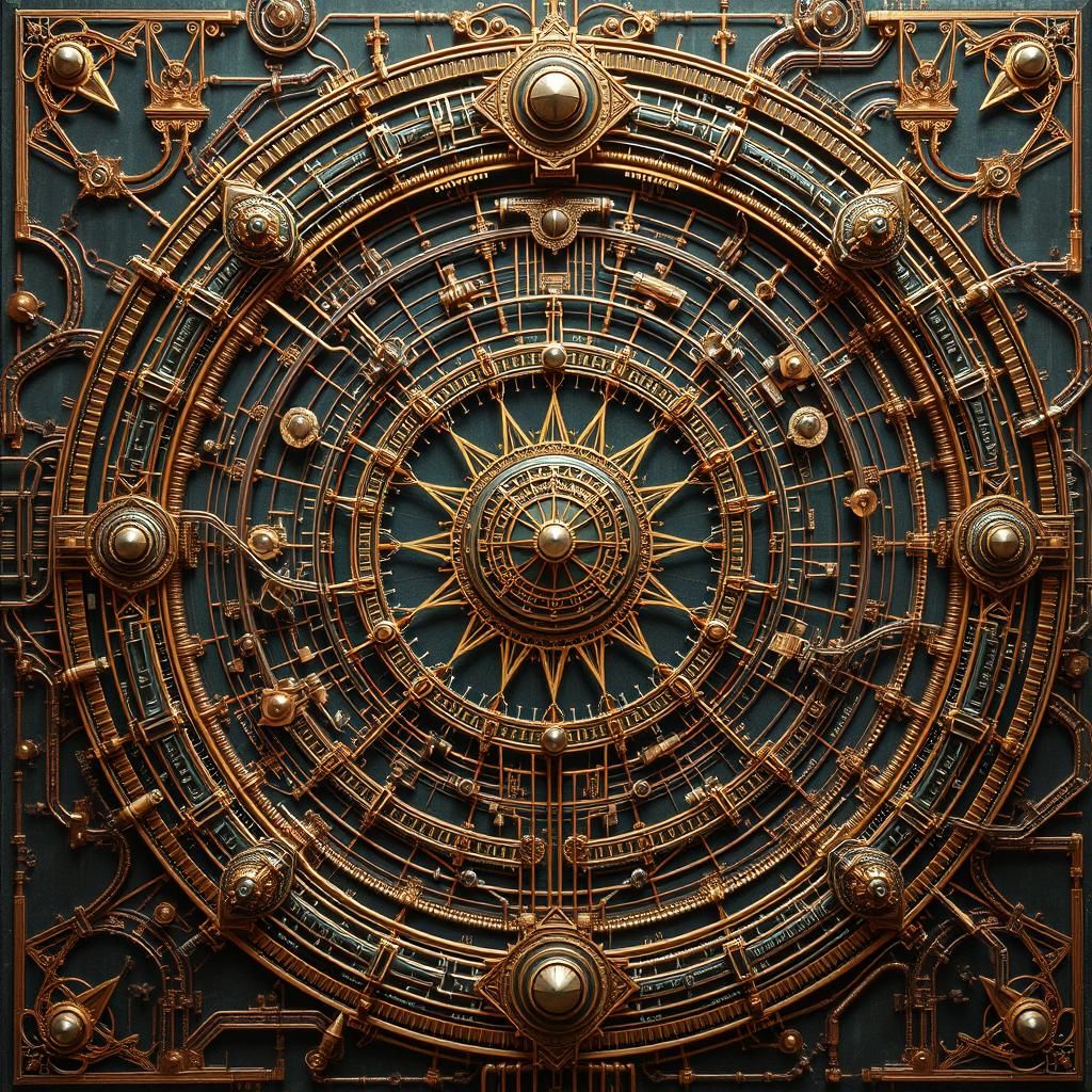 Divine Copper Circuit in Art Deco Steampunk Style