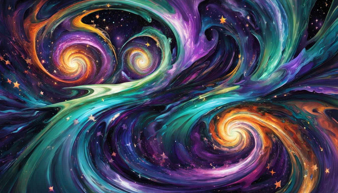 Sleek, Mirrored Cosmic Vortexes in Metallic Colors