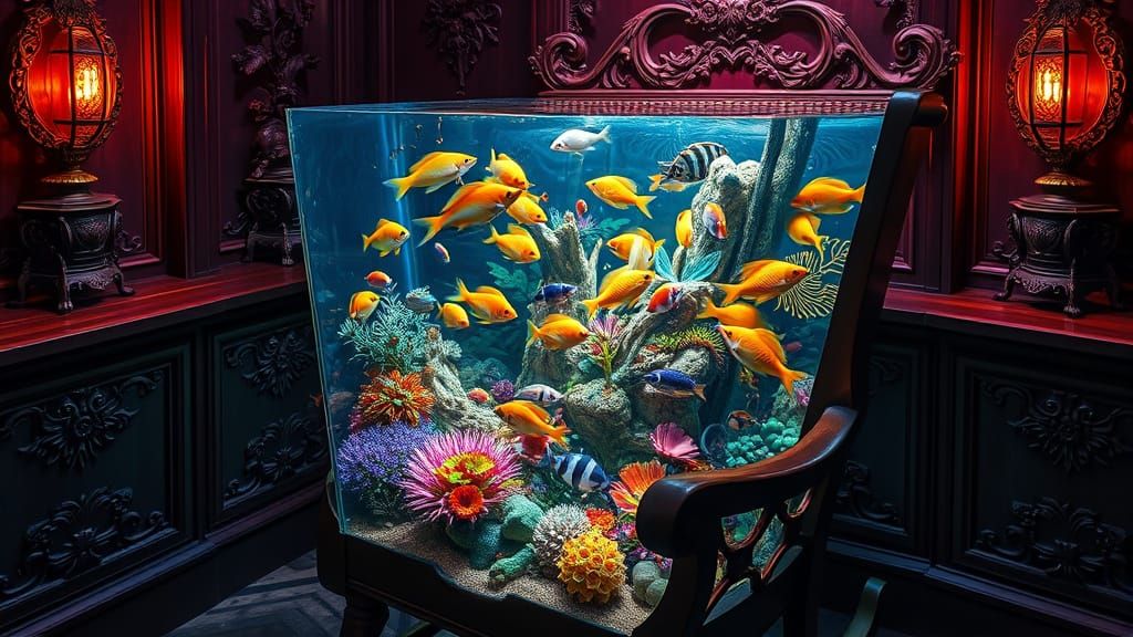 Aquatic Rocking Chair: A Surreal Aquarium Design