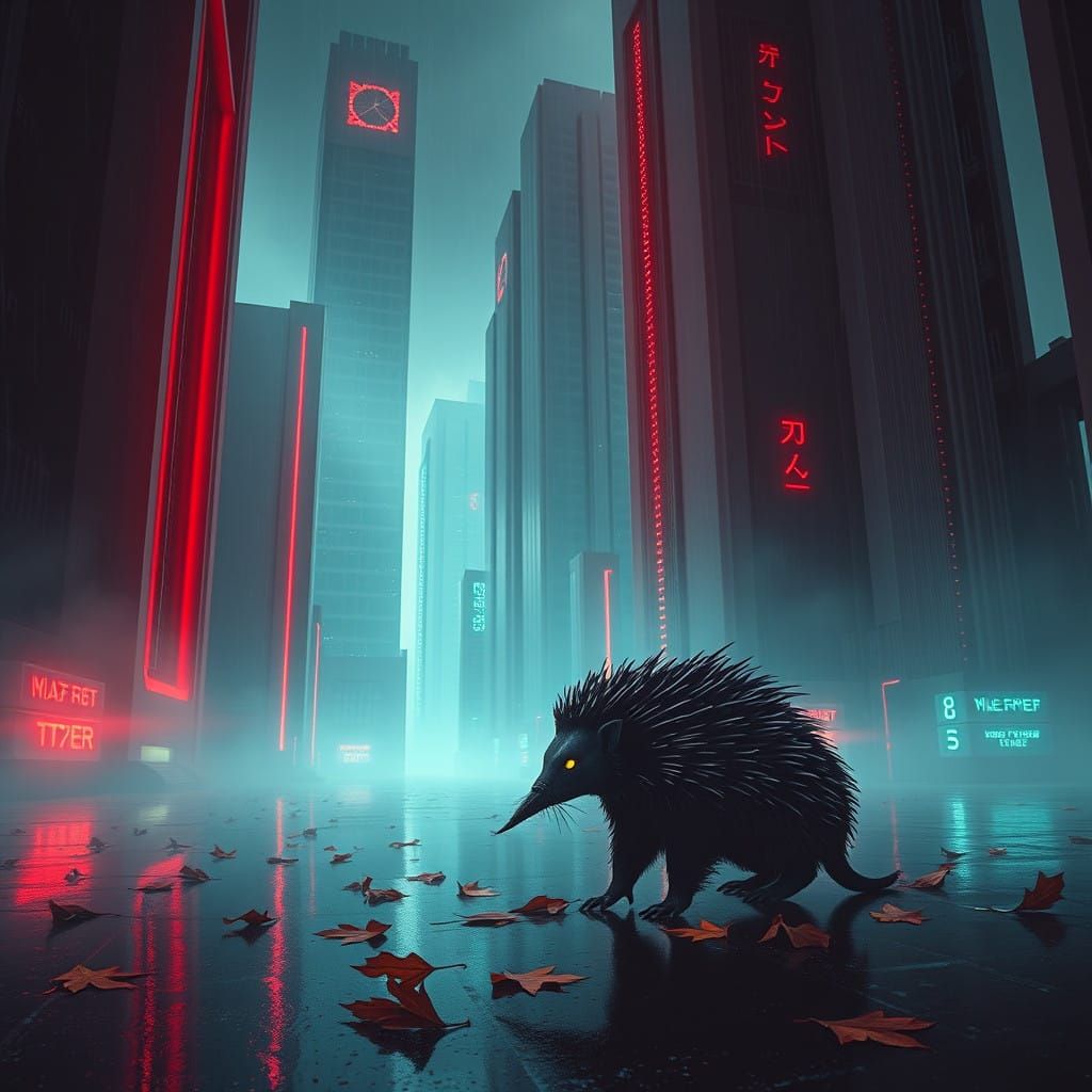 Cyberpunk Vampire Emerges from Neon Landscape