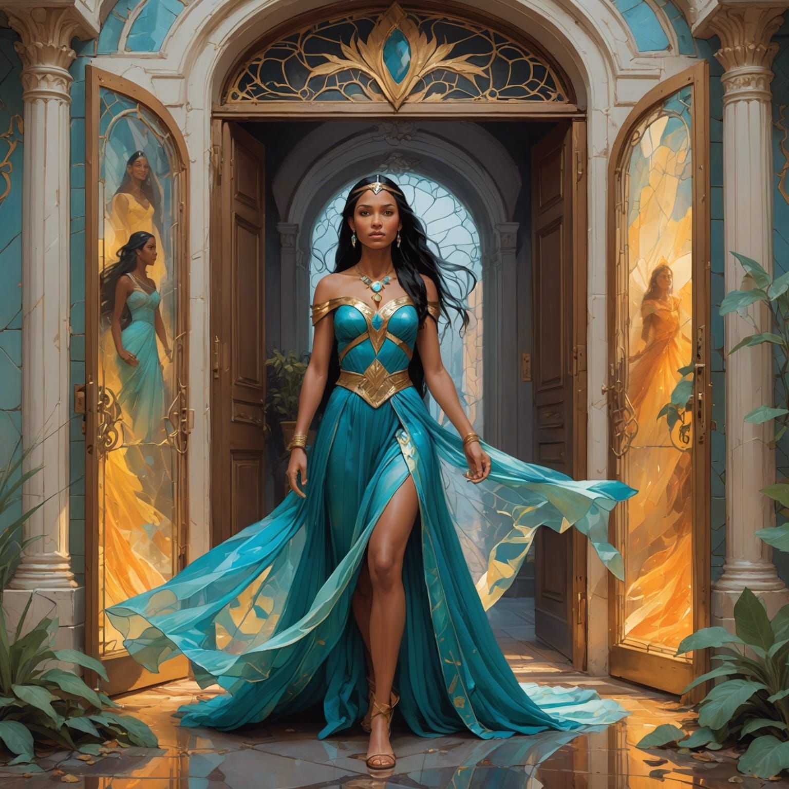 Pocahontas Shatters Glass in Flowing Resin Art