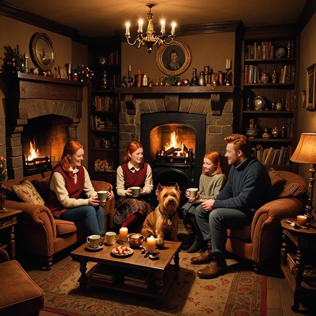 Cozy Scottish Highland Family Evening, Turner Style