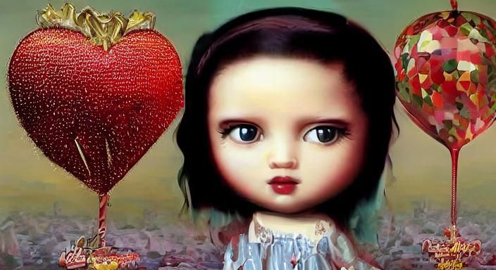 Ethereal Girl Portrait in Pop-Surrealist Style