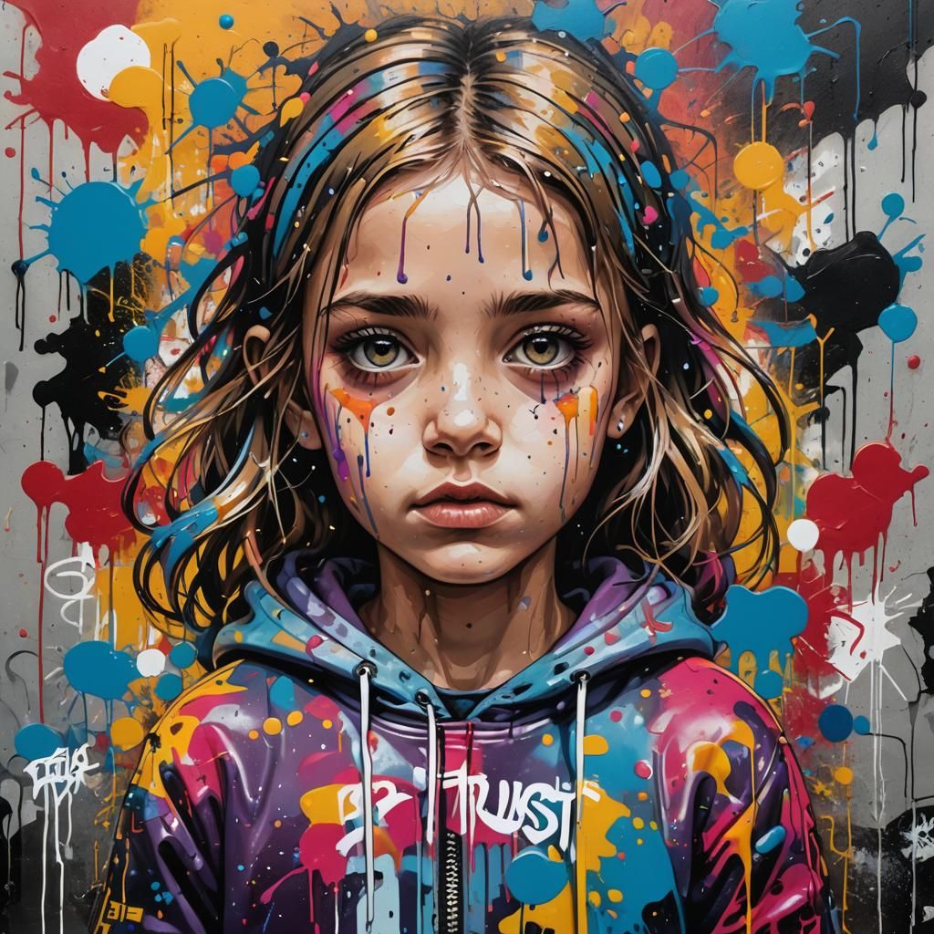 Trusting Girl in Graffiti Splash Art Style