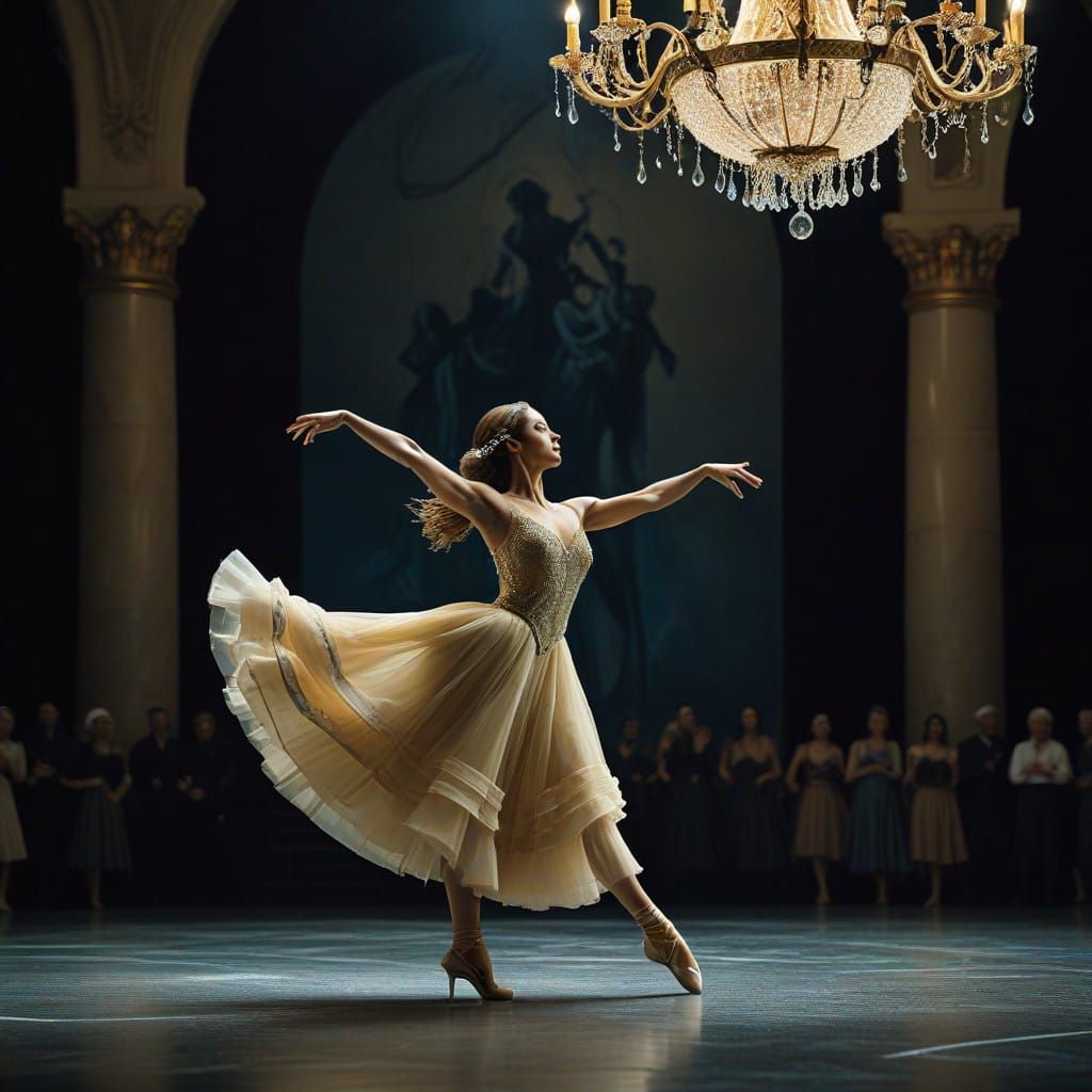 Elegant Ice Skater in Majestic Pose, Beauty and the Beast on...