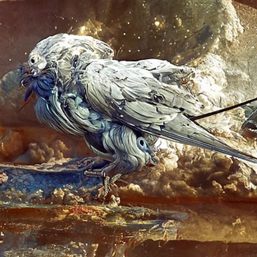 Cosmic Mechanical Bird in Cyberpunk Style