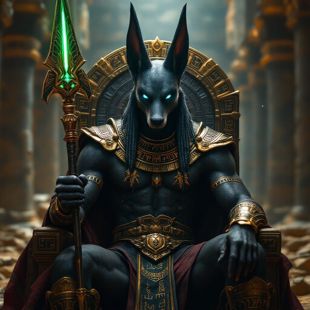 Godly Anubis Portrait in Egyptian Realism