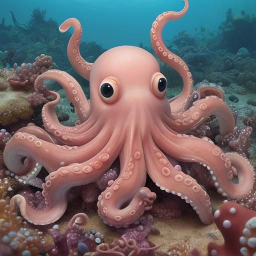 Adorable Octopus Family: A Digital Rendering