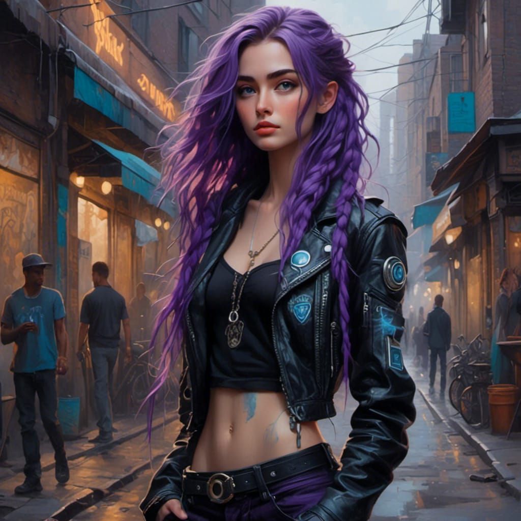 Graffiti Artist with Braids in Maximalist Style