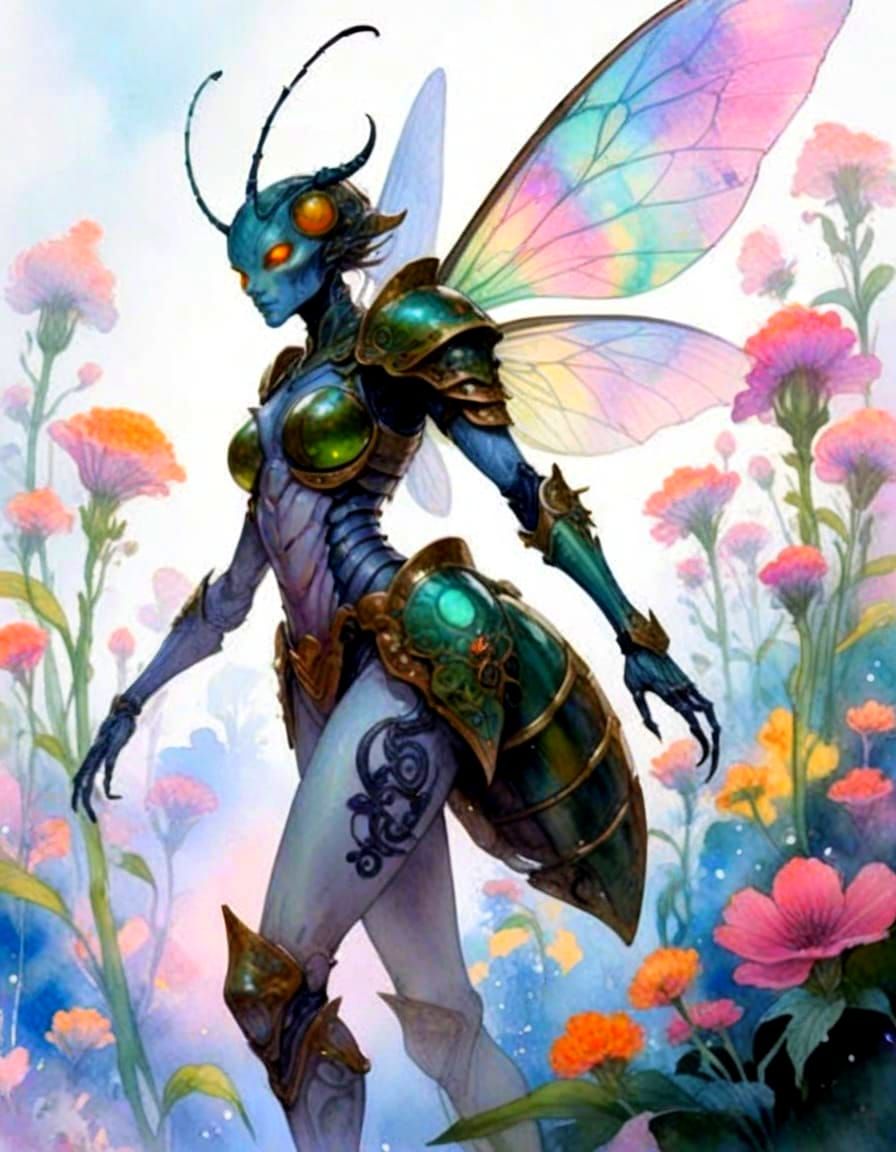 Winged Insectoid Demon in a Dreamy Fantasy Portrait