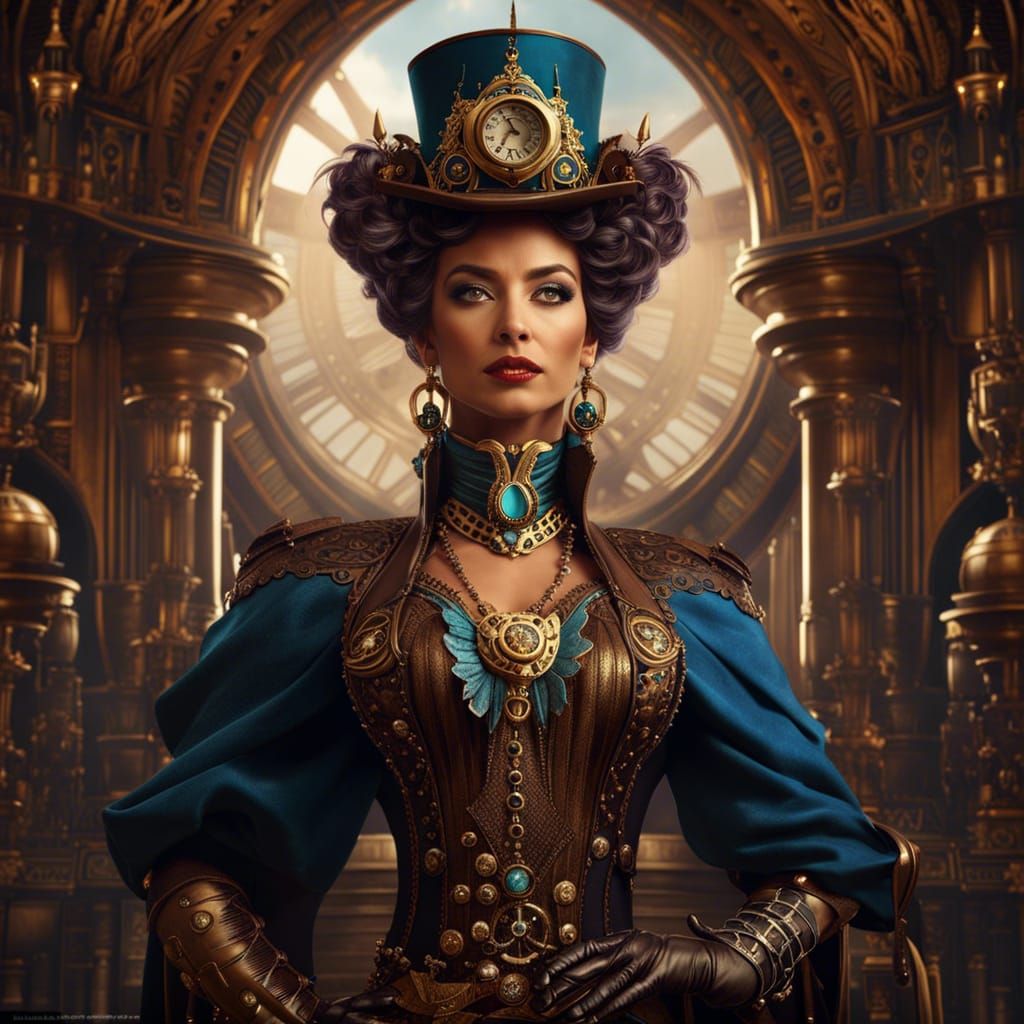 Steampunk Queen Portrait in Detailed Matte Painting Style