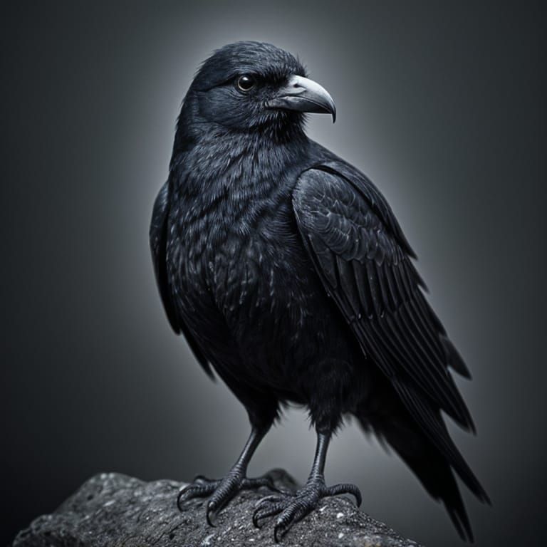 Hyperrealistic Midnight Crow in Sharp Focus