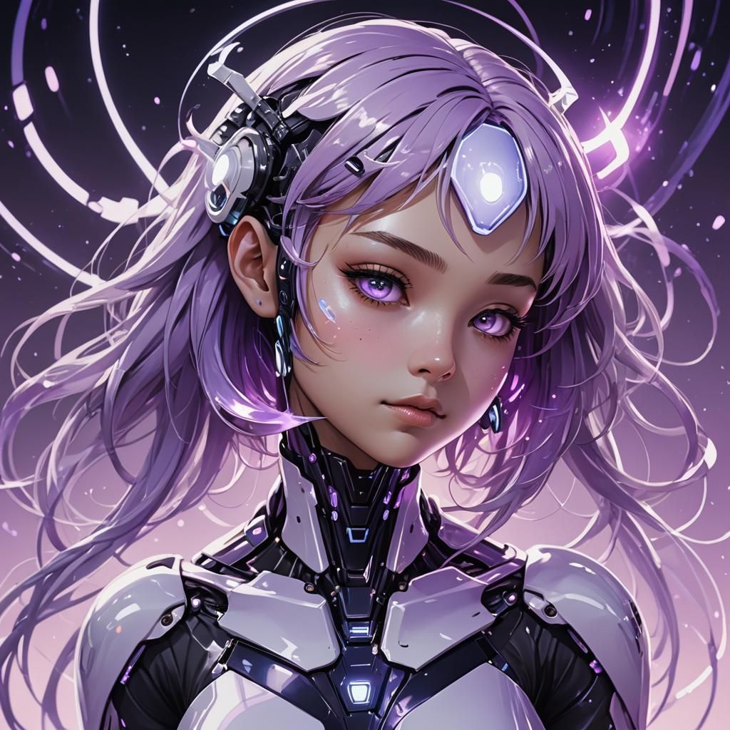 Heavenly Alien Girl in Cyberpunk Style