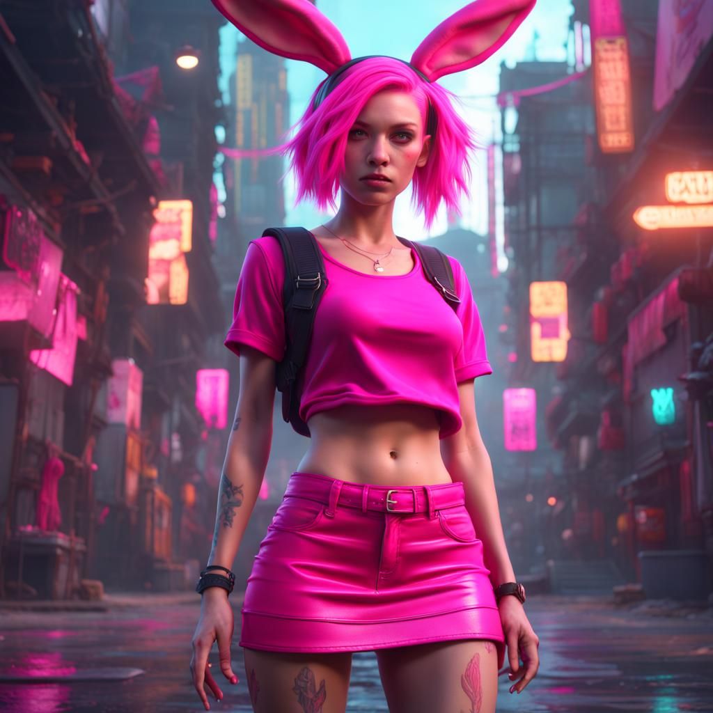 Bunny Girl with Pink Hair: Fantasy Concept Art