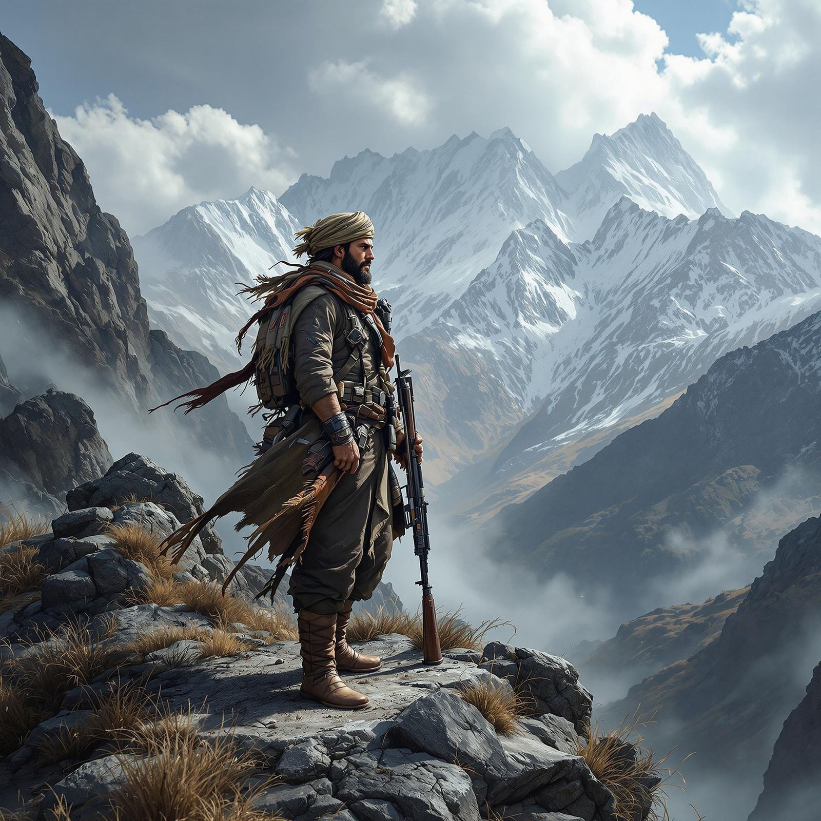 Afghan Warrior in Hindu Kush: Cinematic Realism