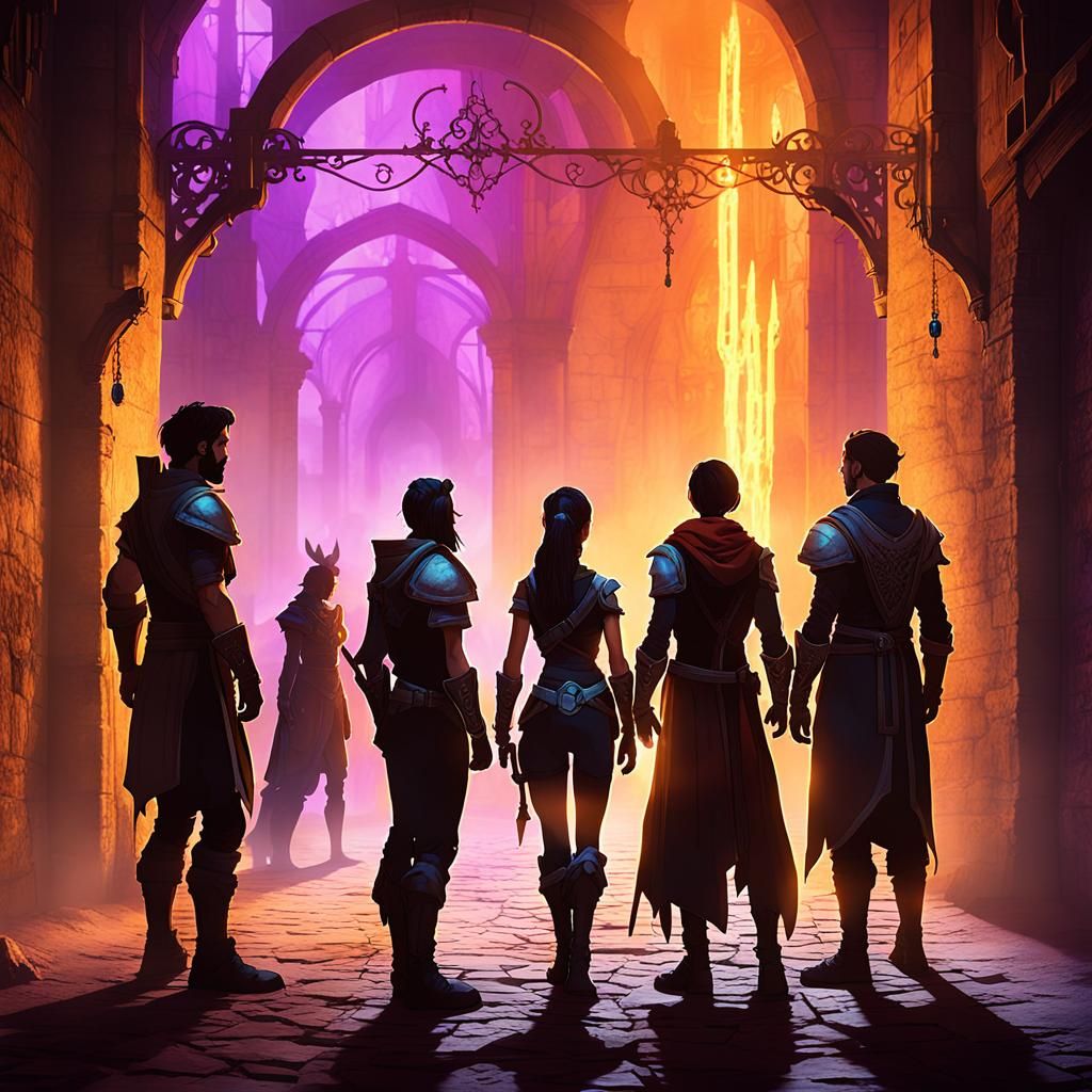 Fantasy Adventurers Gaze at Inter-planar Portal