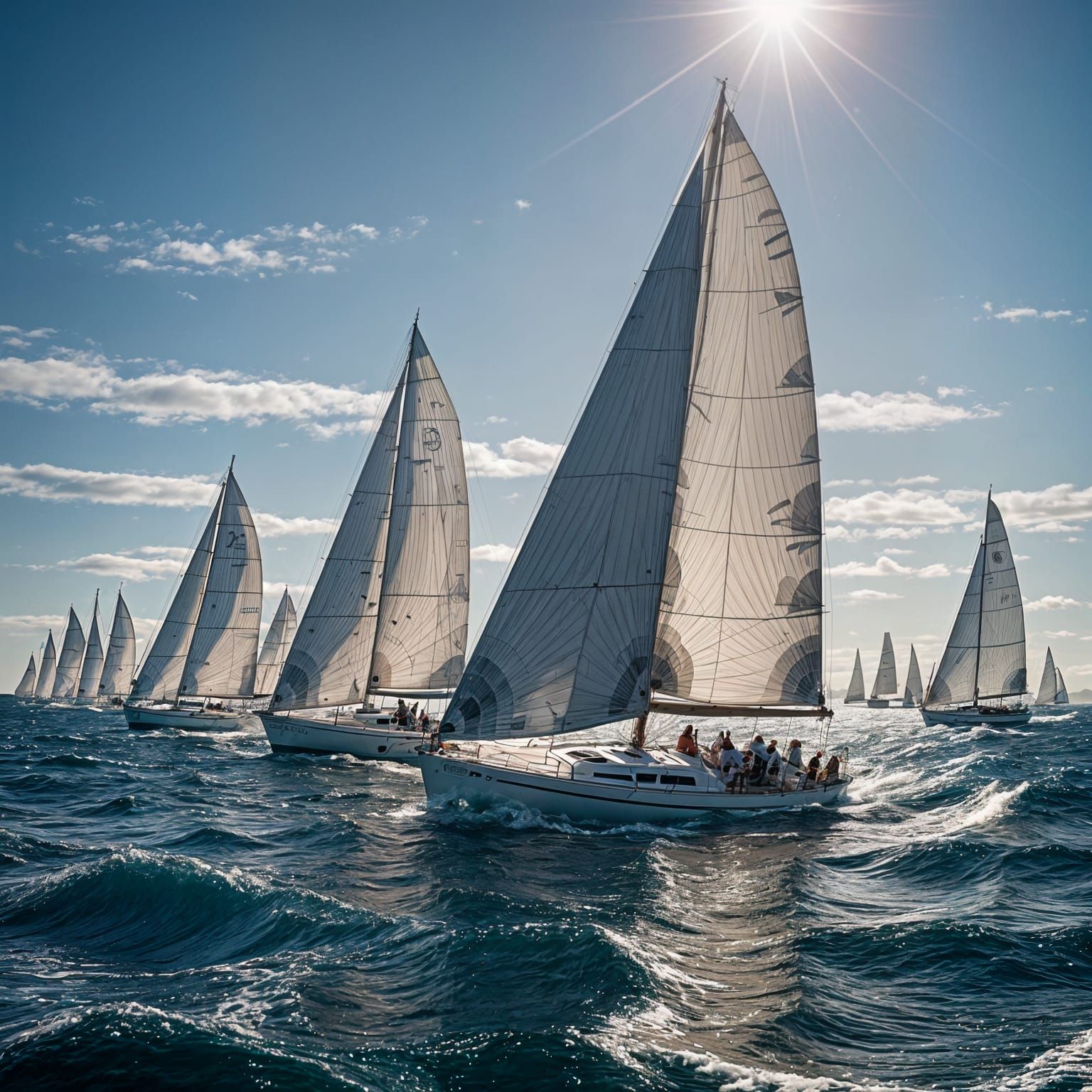 Sailing Monohulls Ride the Windward Current in a Colorful Di...