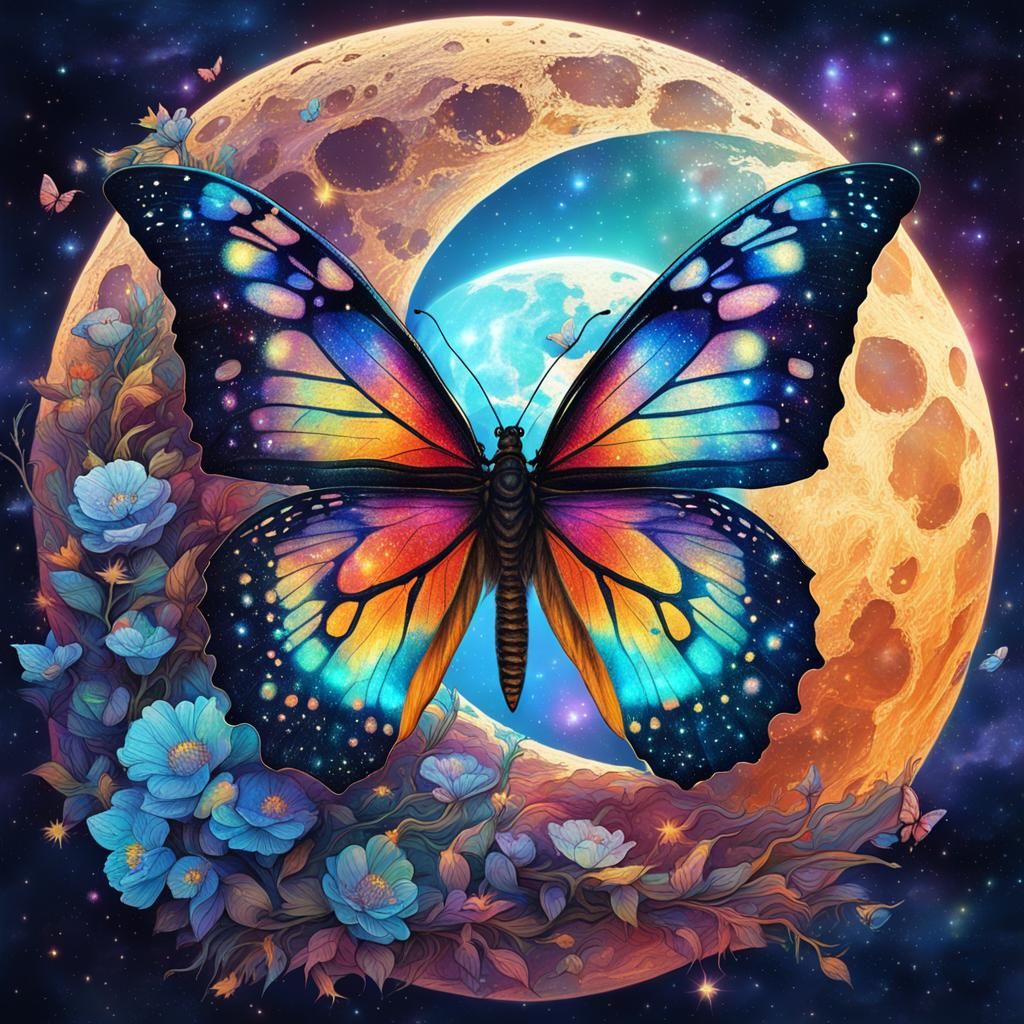 Butterfly on the Moon: Cosmic Holographic Illustration