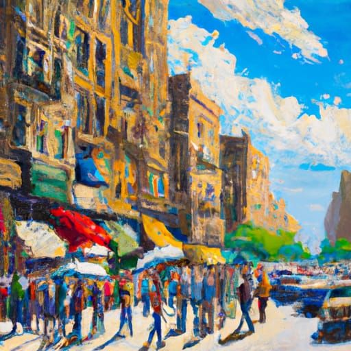 Street Scene Oil Painting in Van Gogh Style