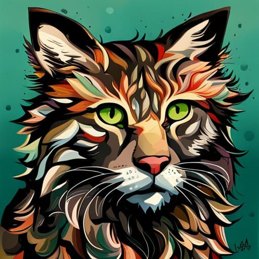 Lynx Portrait in Mixed Media Style