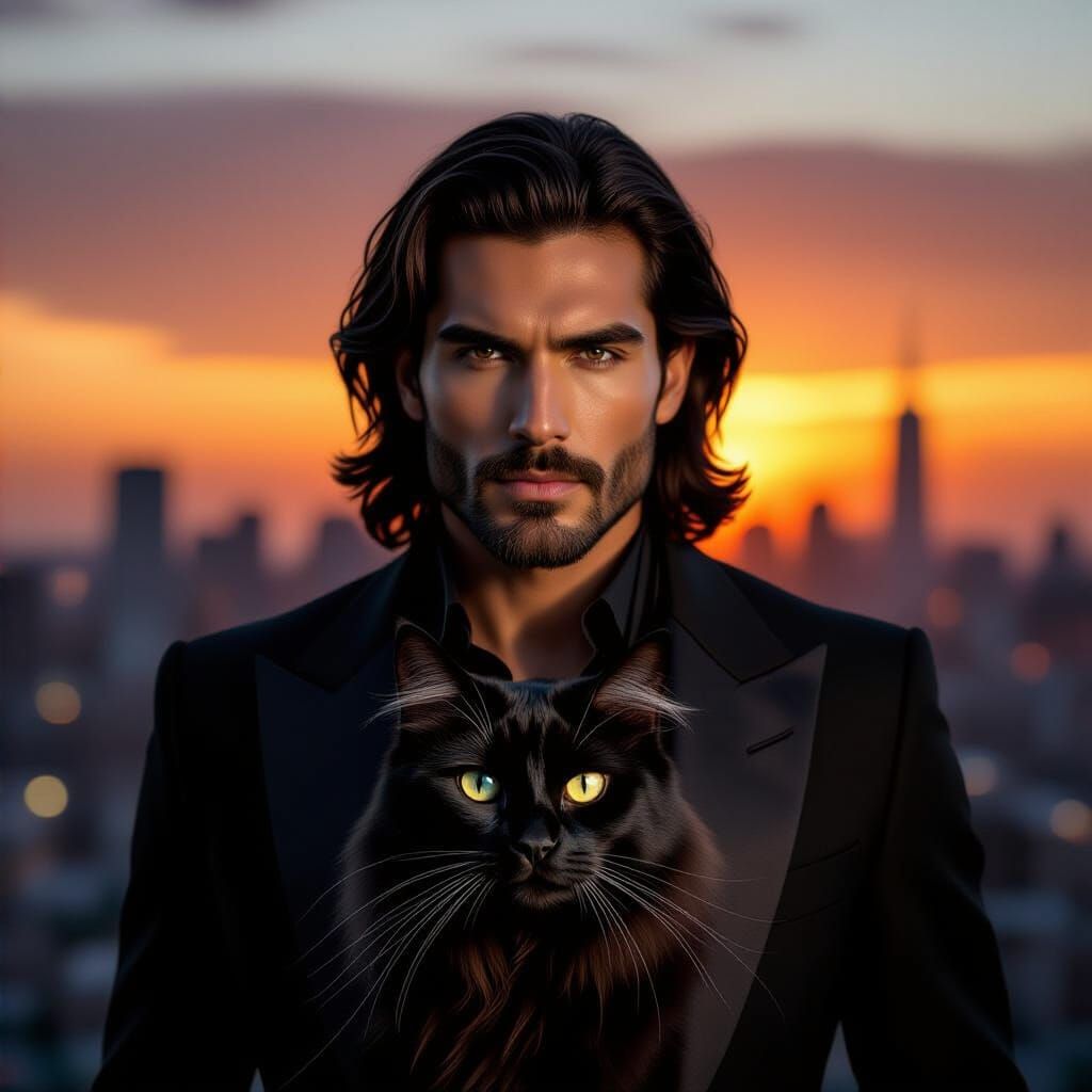 City Skyline at Sunrise in Vibrant Acrylic Style