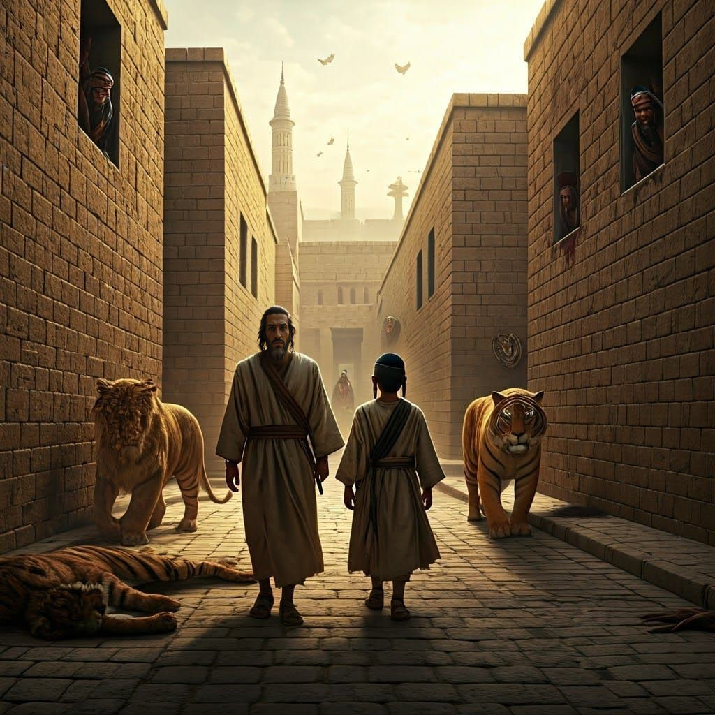 Predatory Animals Roam Ancient Egyptian Streets in Cinematic...