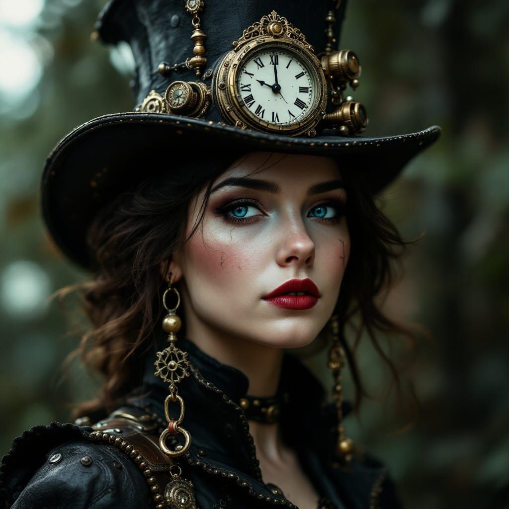Steampunk Woman in Clockmaker Hat