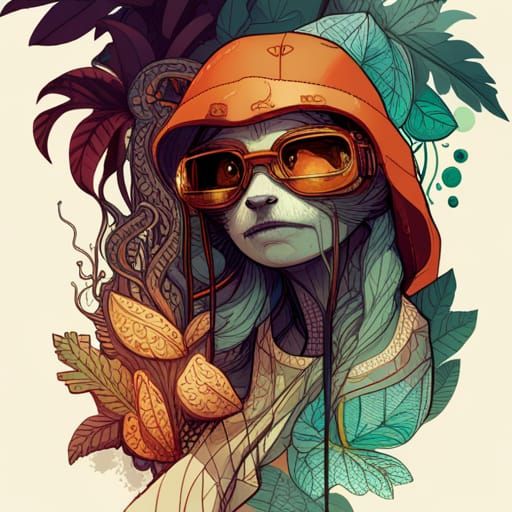 Goggled Sloth with Luminous Colors and Details