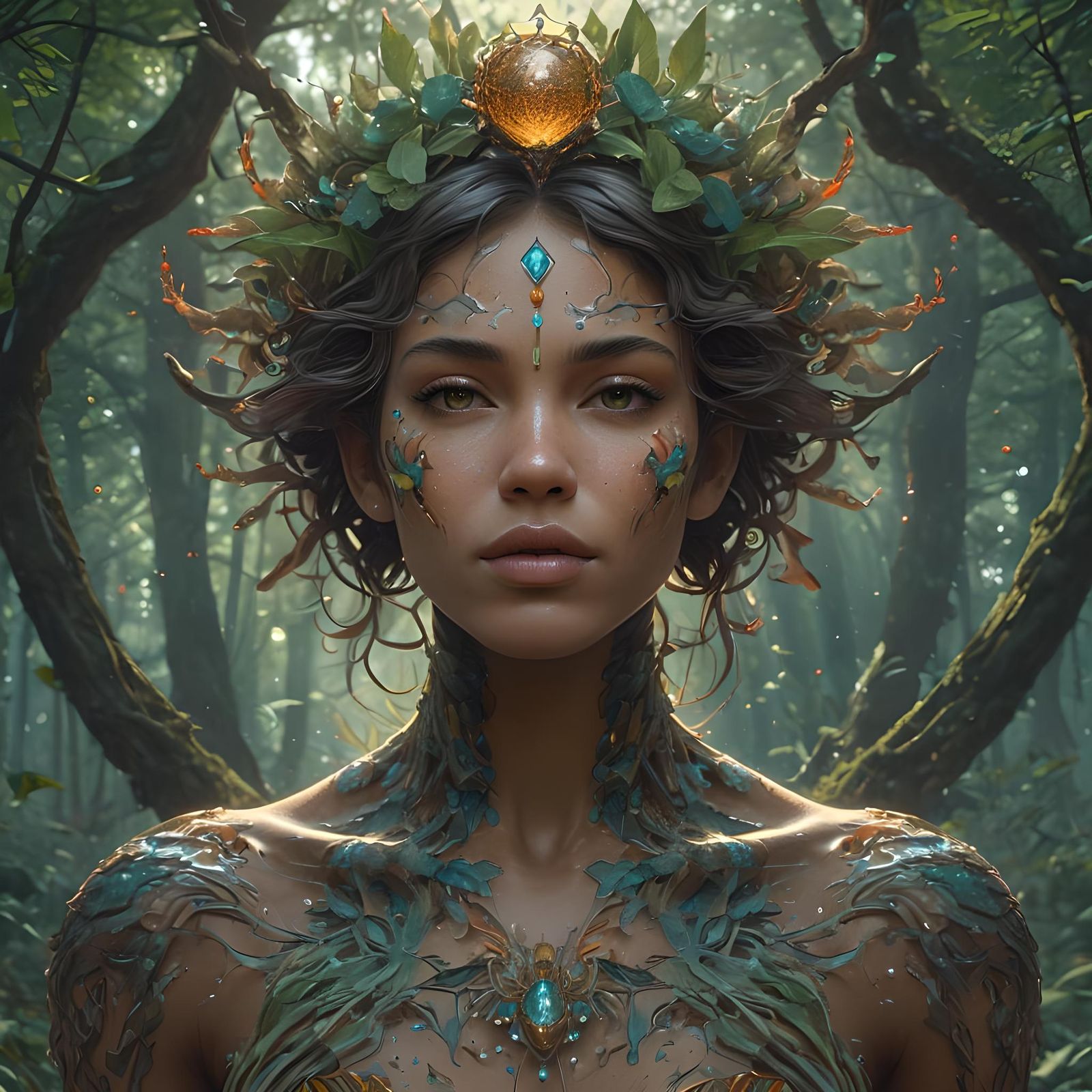 Cosmic Forest Portrait in Hyperdetailed Digital Art