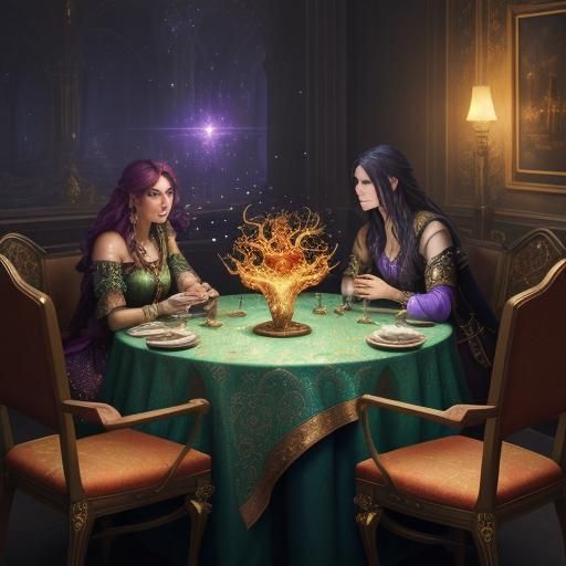 Mystical Tarot Reader with Phoenix in Dreamlike Setting