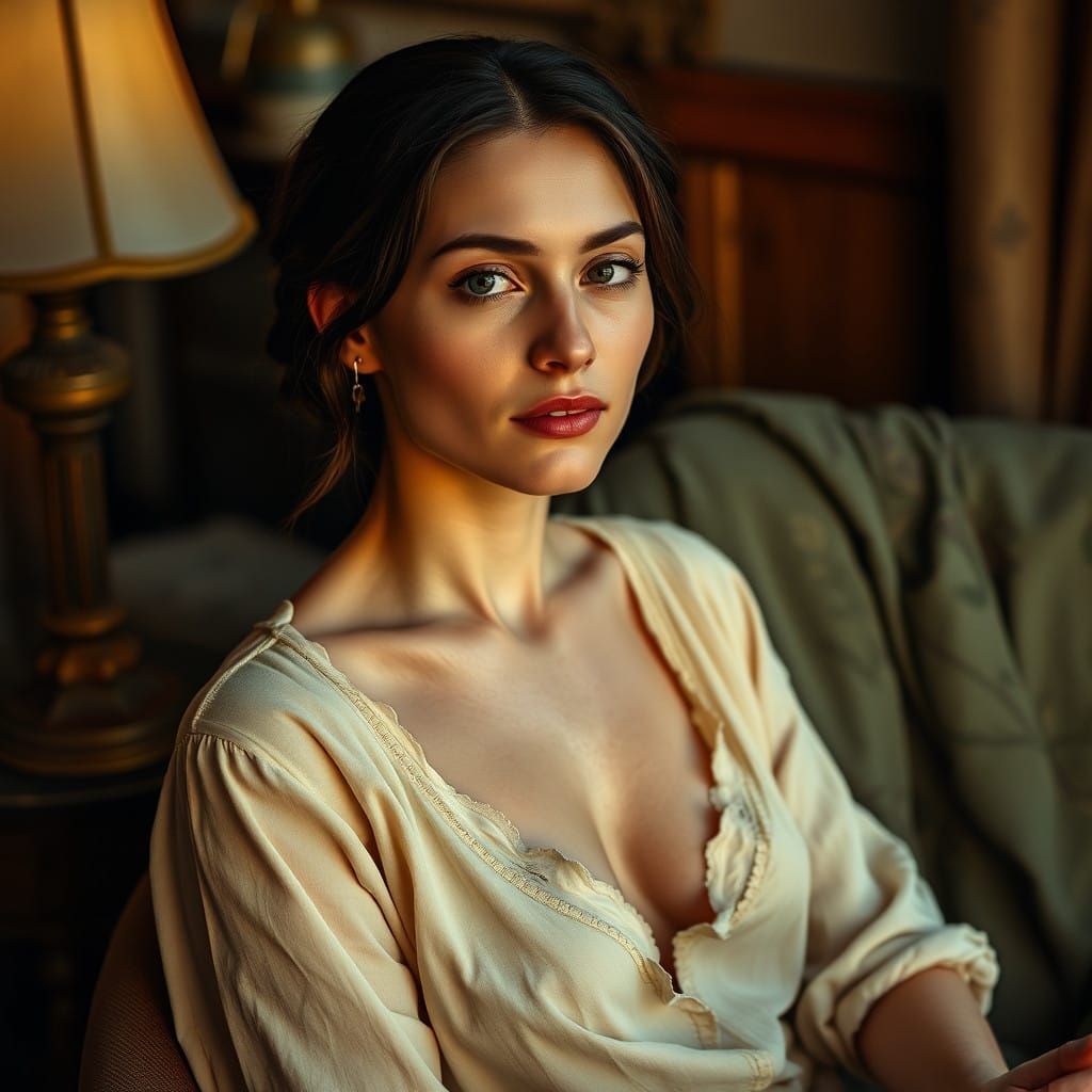 Woman in Soft, Ethereal Glow, Captured in Photorealistic Sty...