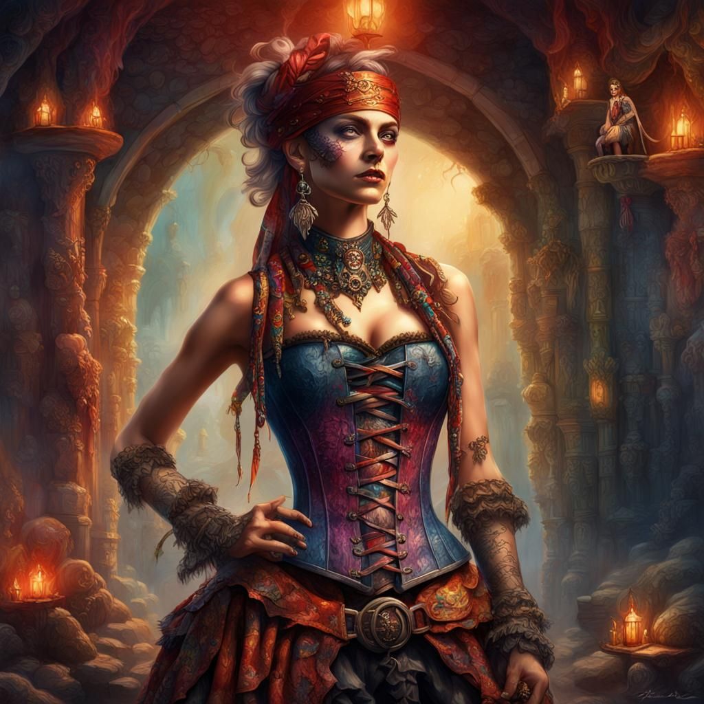 Pirate Bride at Hell's Gate: Detailed Fantasy Art