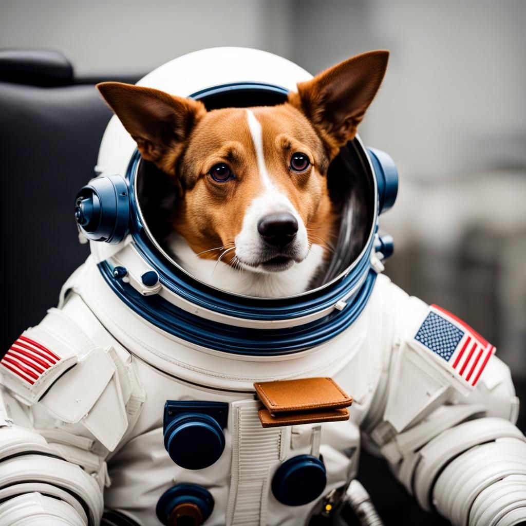 Dog in Spacesuit Ready for Adventure