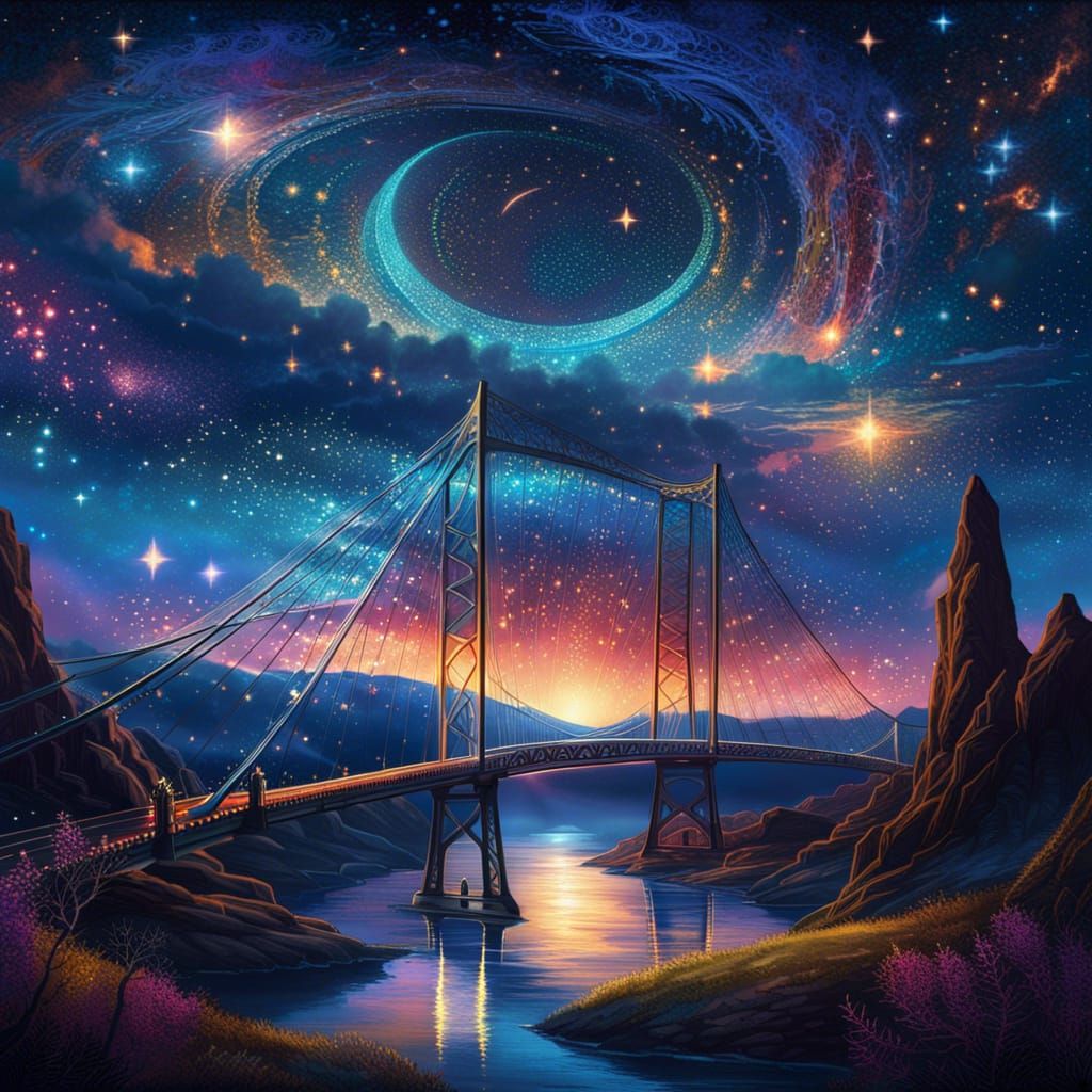 Celestial Bridge Across Twinkling Starry Night Sky