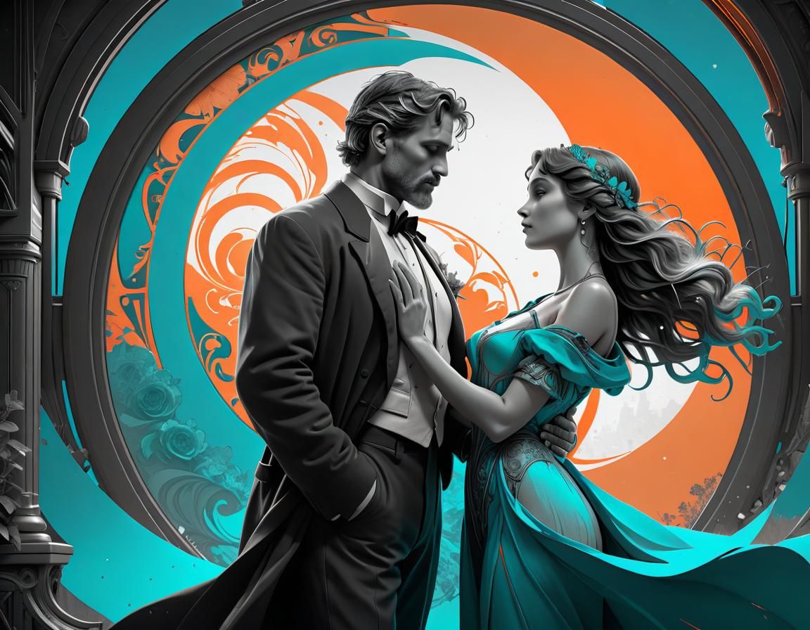 Vintage Romantic Movie Poster in Monochrome