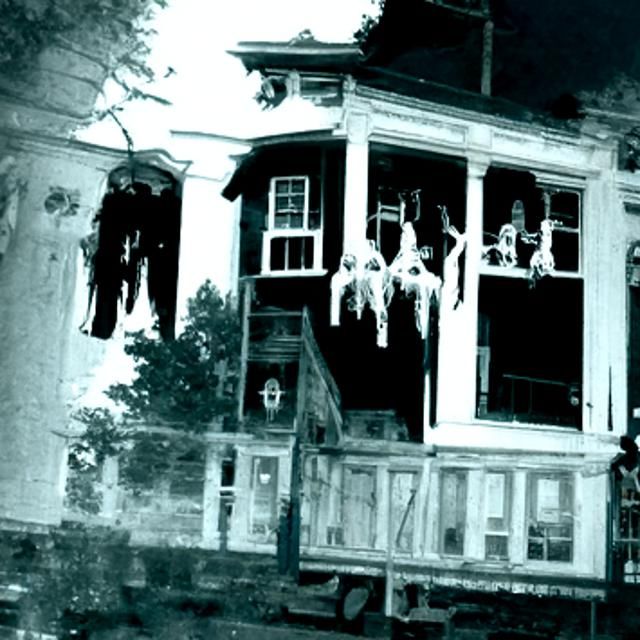 Eerie Haunted House Scene with Ghosts