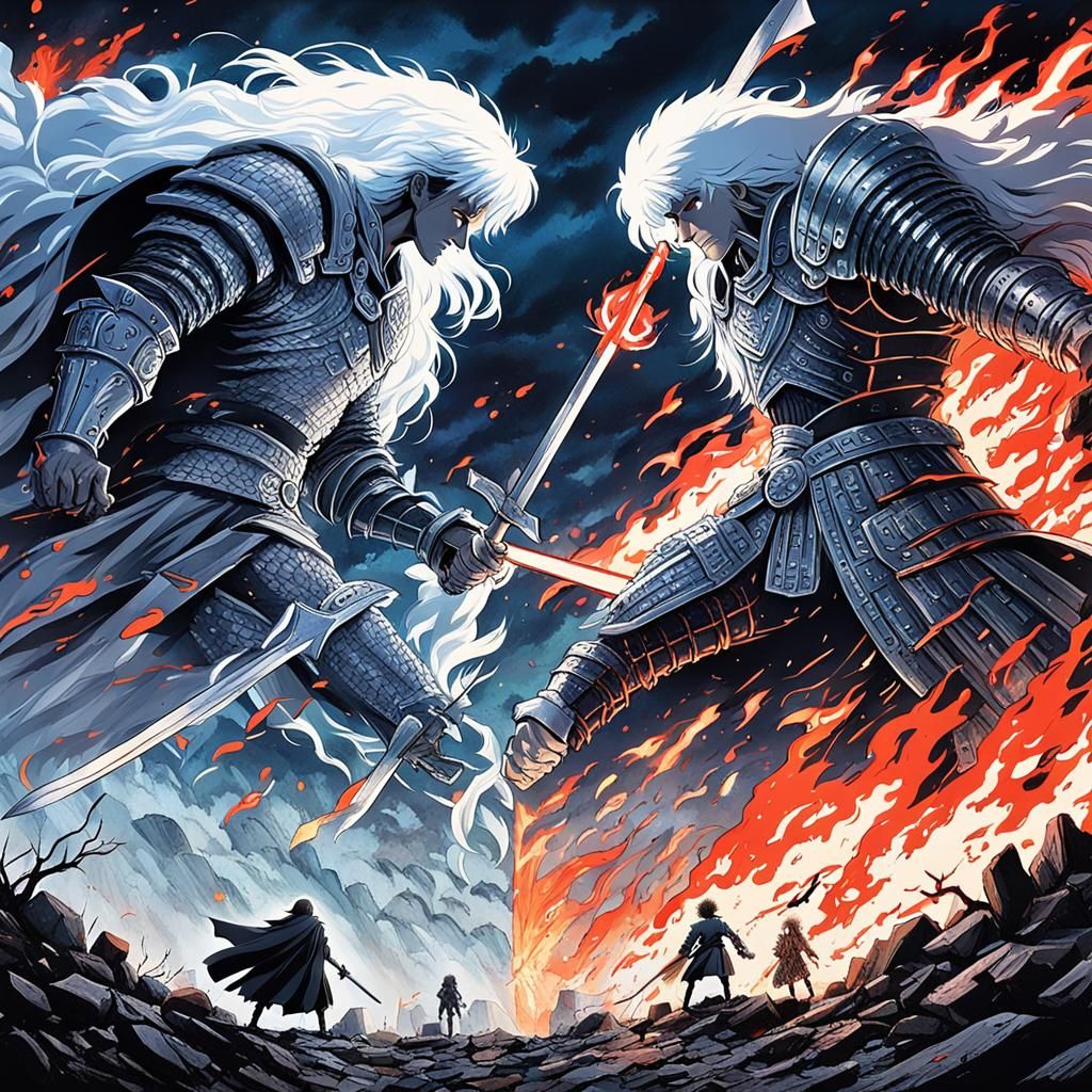 Epic Duel in Burning Keep: Studio Ghibli Anime