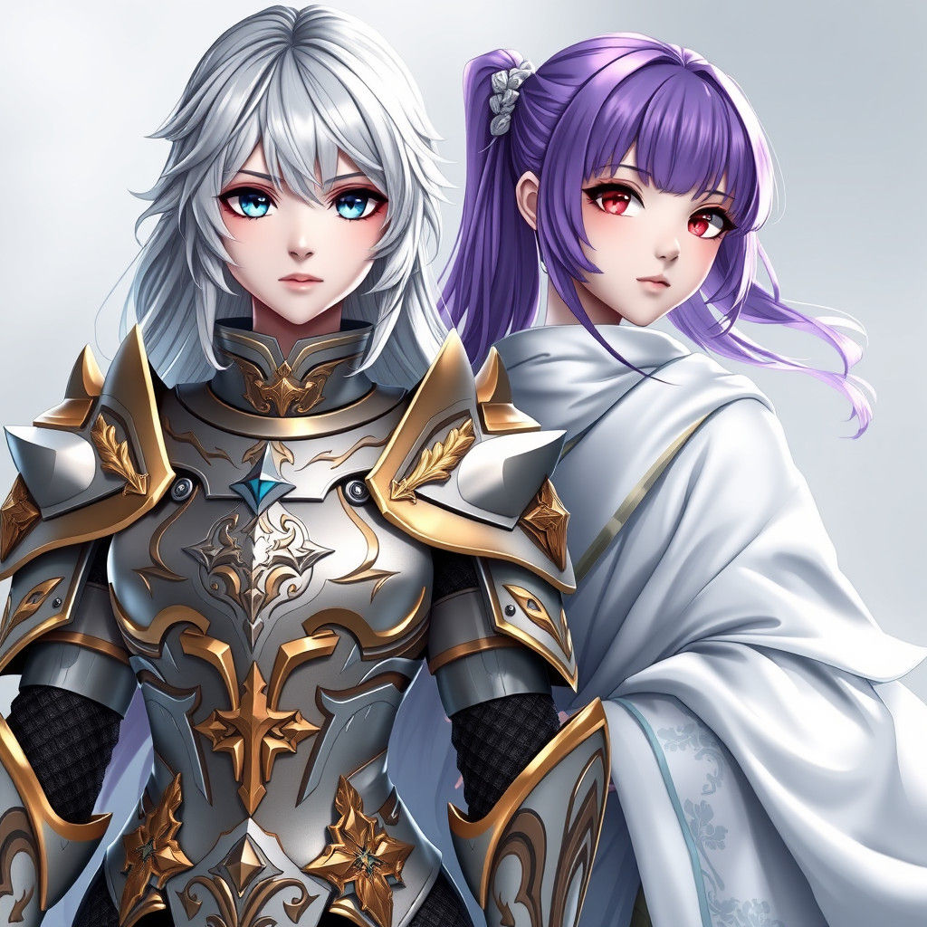 Fantasy Paladin and Cleric in Anime Style