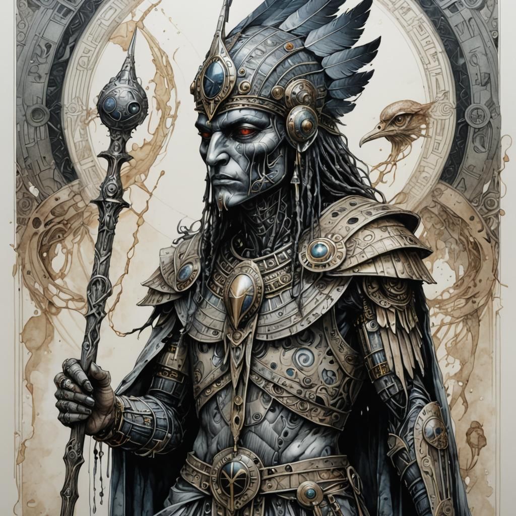 Ethereal Horus Illustration in Tarot Card Style