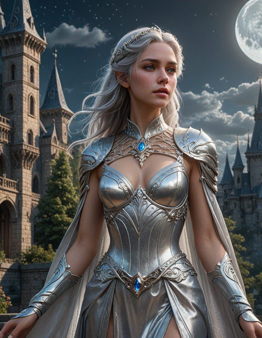 Androgynous Princess in Art Nouveau Landscape