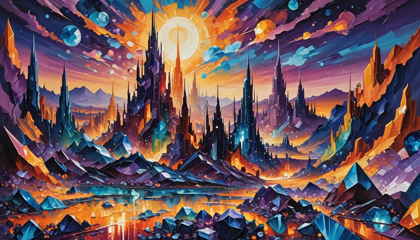 Futuristic Fauvist Cityscape on Distant Planet
