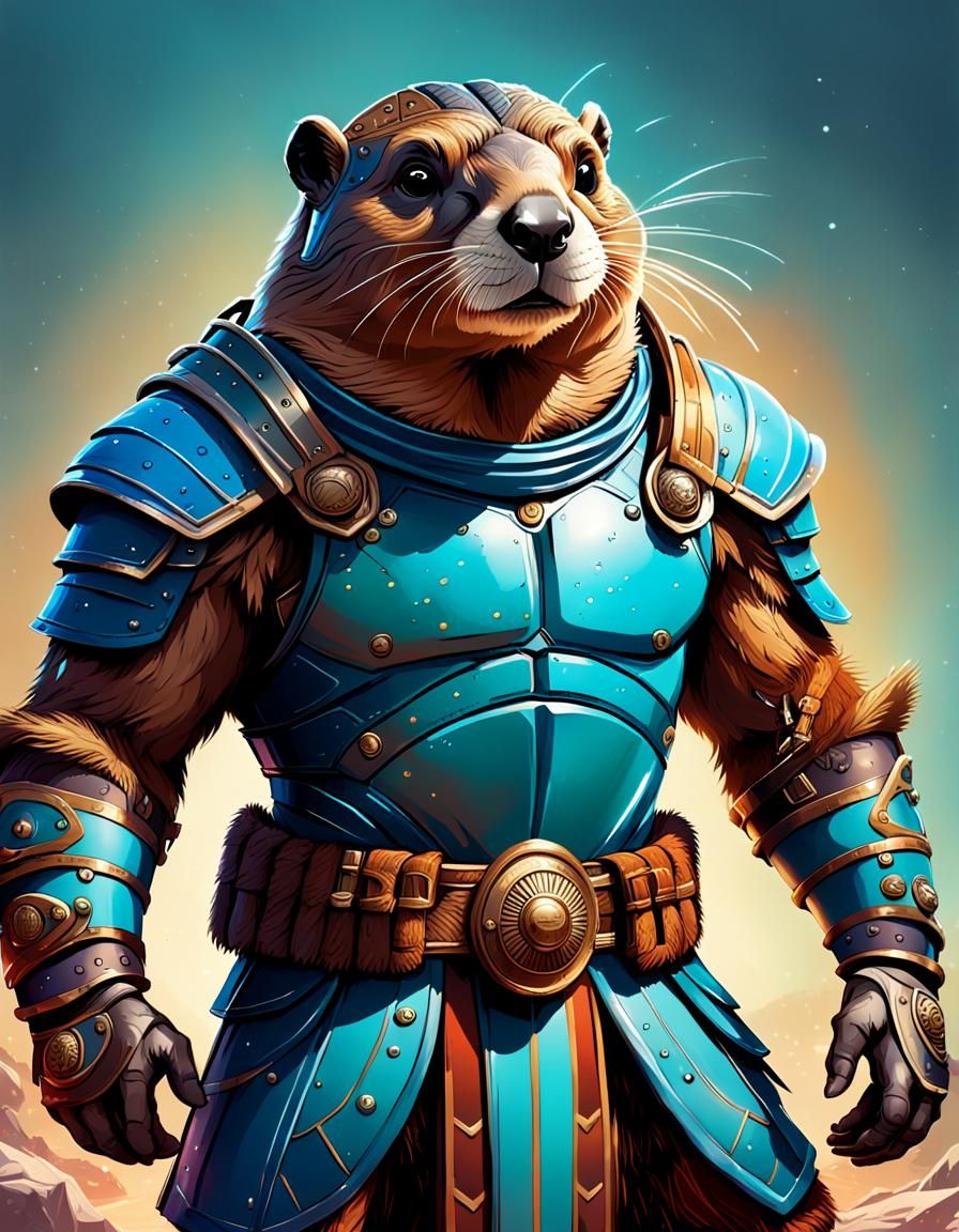 Beaver Gladiator in Moebius Sci-Fi Style