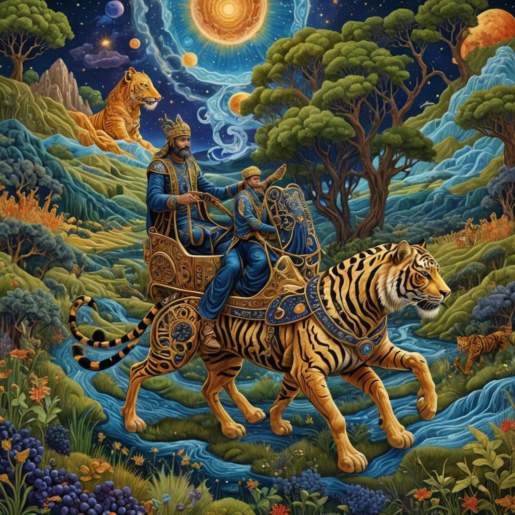 Lysios in Golden Chariot, Cosmic Illustration