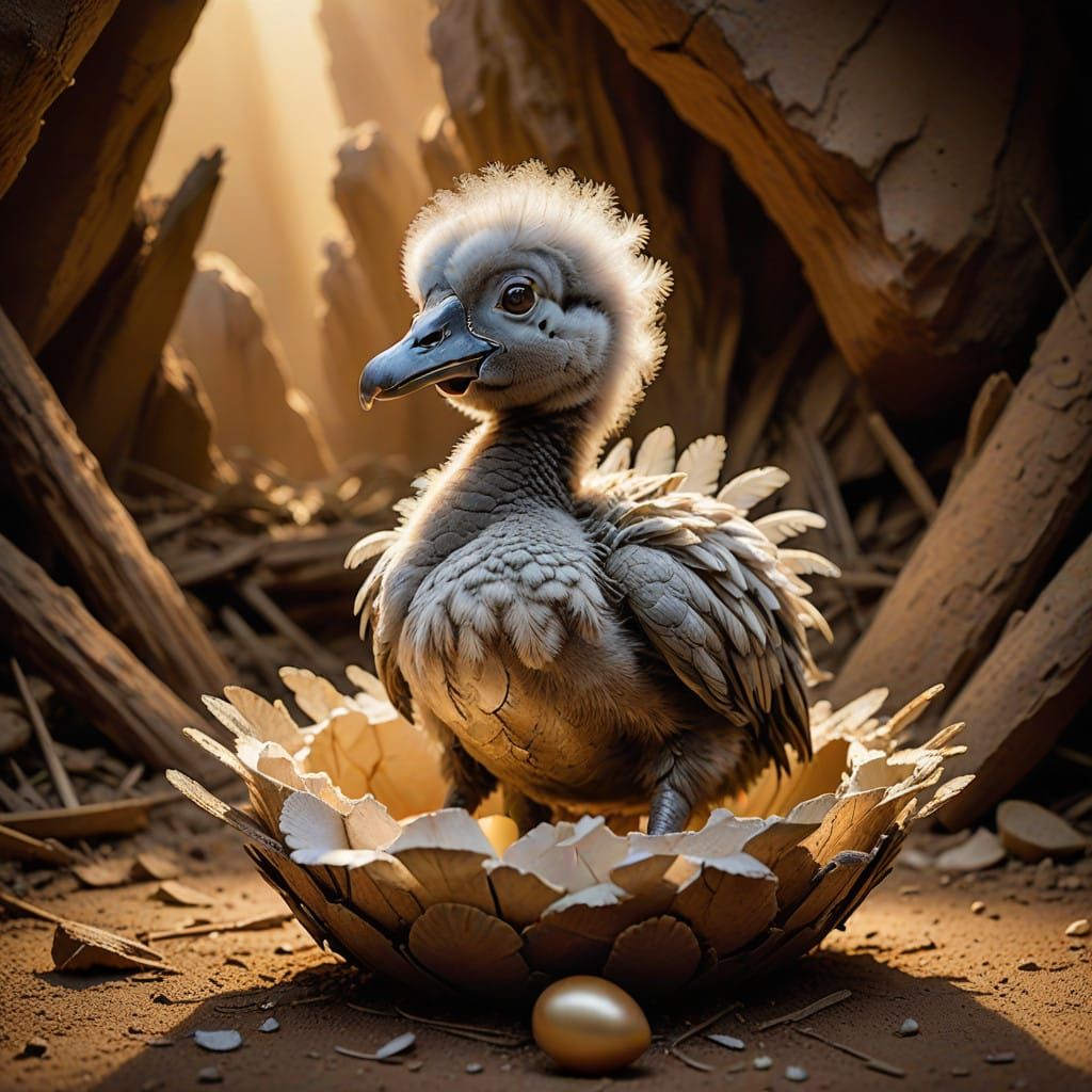 Adorable Baby Dodo in Hyper-Realistic Portrait