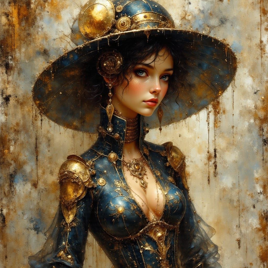 Steampunk Lady Mechanic in Retro-Futuristic Style