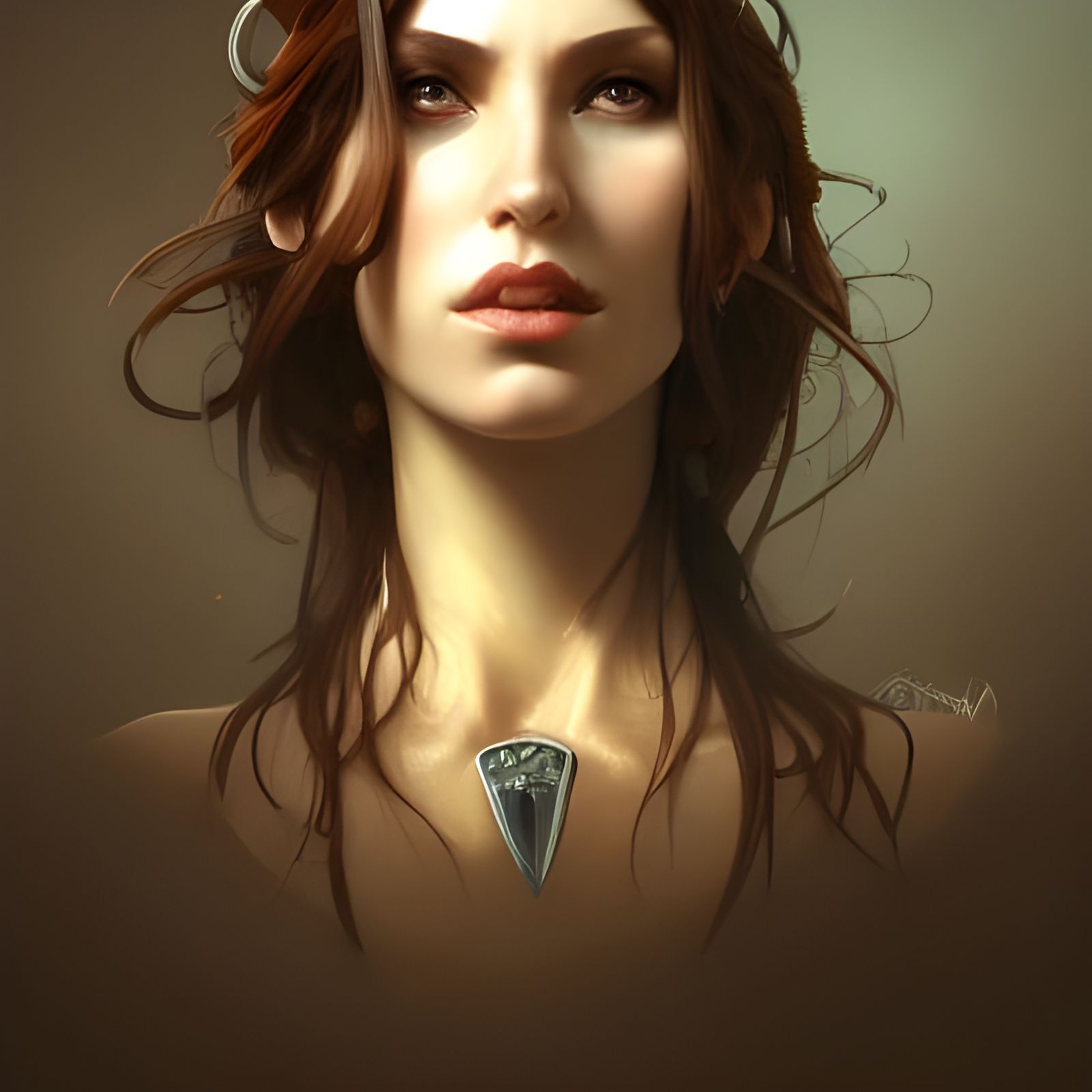 Steampunk Auburn Haired Warrior Portrait