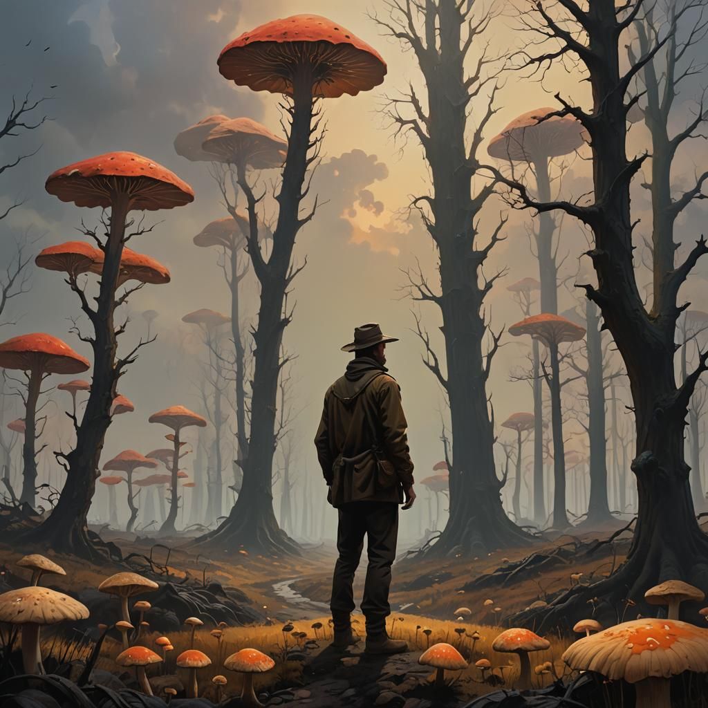 Eerie Landscape Concept Art: Leach Farmer in Oil