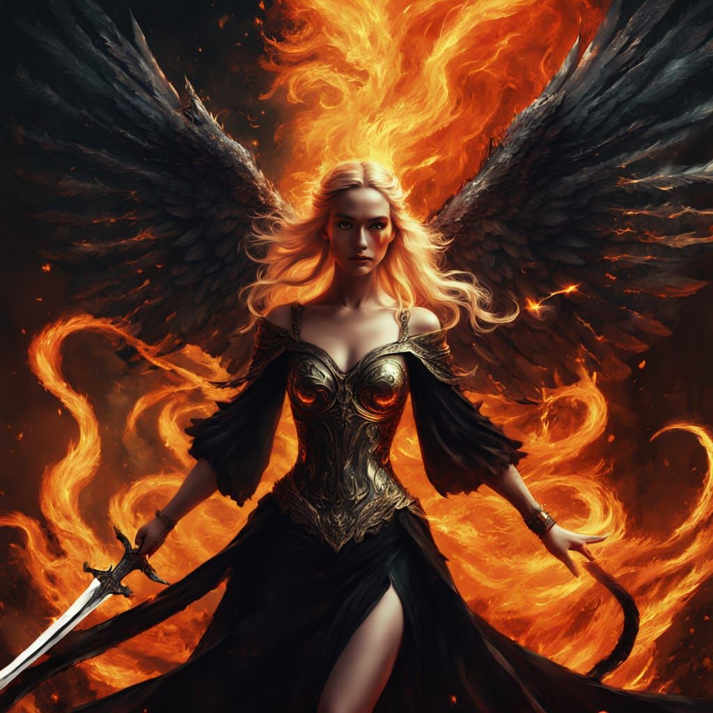 Goddess of Flames in Cyberpunk Fantasy