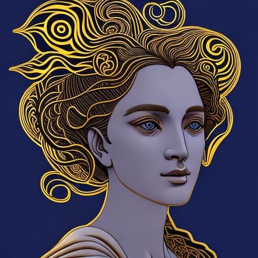 Angel Gabriel Zentangle in Pre-Raphaelite Style